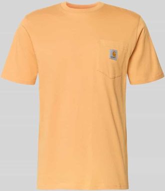 Carhartt Work in Progress Regular Fit T-Shirt mit Logo-Patch in Neon Orange, Gr&ouml;&szlig;e XXL