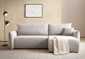 HOME AFFAIRE Ecksofa »MAVAS Schlafsofa mit Bettkasten, L-Form,« ca.257/127cm (Liegefläche 212/145 cm), Cord, Chenille, Struktur