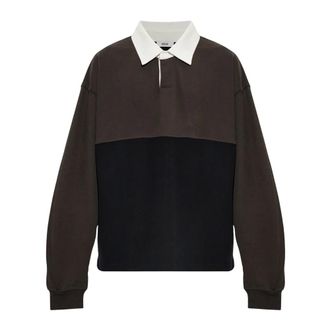 A Gold E Oversized Colorblock Long Sleeve Rugby Polo - Heren - Tops - Bruin - Maat: M Katoen
