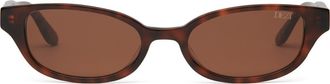 DEZI Gia Rectangular Gradient Sunglasses in Gia Fiery Tortoise /Cognac at Nordstrom