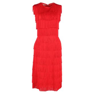 Stella McCartney Stella McCartney Emma midi-jurk met franjes in rood polyester
