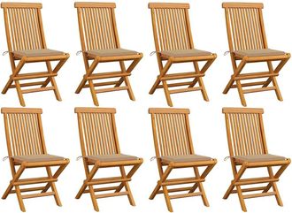 vidaXL Vidaxl - Sillas De Jard&iacute;n 8 Unidades Teca Maciza Con Cojines Beige