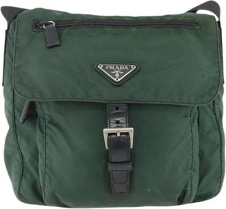 Prada Pre-owned Cross Body Bags, unisex, Green, Size: ONE SIZE Pre-owned Buckle messenger bag