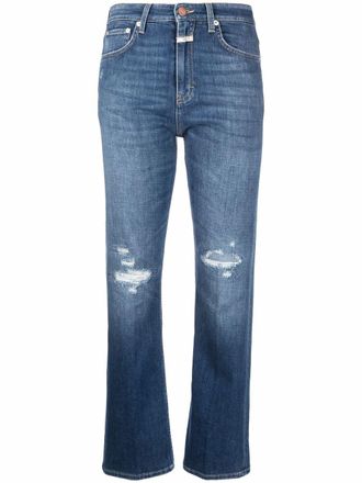 Closed distressed straight-leg tapered jeans - women - Polyester/Spandex/Elastane/Organic Cotton - 26 - Blue