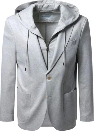 Baldessarini Jassen, Heren, Grijs, M, Blazer met afneembare capuchon