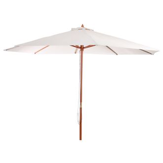 Hhg [nunca Usado] Sombrilla Florida, Sombrilla De Jard&iacute;n Sombrilla De Mercado, &Oslash; 3,5m Poli&eacute;ster/madera 7kg, Crema