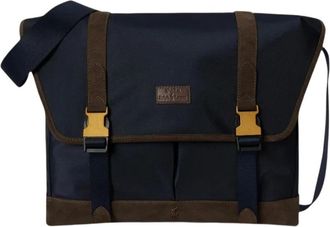 Polo Ralph Lauren Medium Suede-Trim Messenger Bag - Heren - Schoudertassen - Blauw - ONE Size - Katoen - Tassen