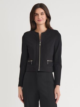 Misook Heritage LuxeStretch Ponte Sport Jacket in Black at Nordstrom, Size Xx-Large