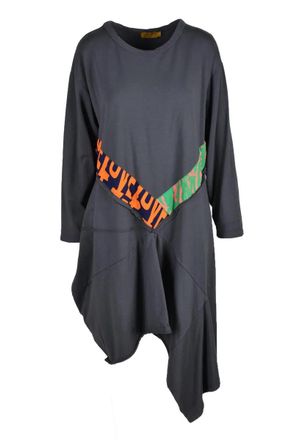 Ebarrito Grey Asymmetrical Cotton-Blend Evening Dress