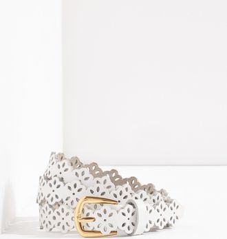Talbots Perforated Flower Belt - White - Medium Talbots