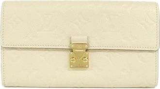 Louis Vuitton Beige Leather Long Wallet (Bi-Fold) (Pre-Owned)