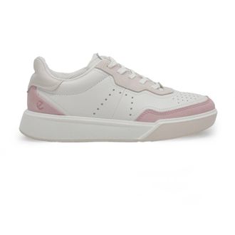 Ecco Ecco Street Court Leather Womens Fashion Trainers - Old Rose White Rose Dust - Size:UK 5-5.5