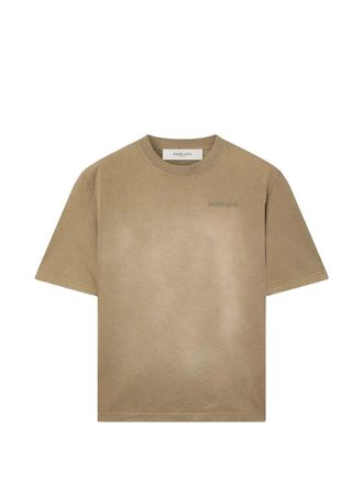 Golden Goose Journey Unisex T-shirt Dyed Gauze Cotton Jersey Bleaching Effect With Embroidery