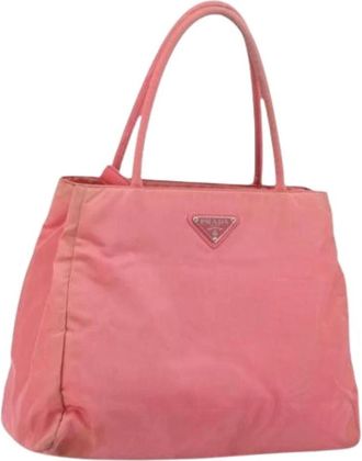 Prada Pre-owned Tote Bags, female, Pink, Size: ONE SIZE Pre-owned Vintage Nylon Tote Bag