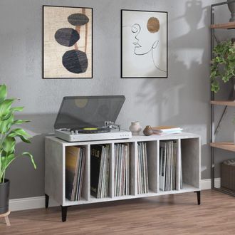 vidaXL Mueble Discos Madera Contrachapada Gris Hormig&oacute;n 100x38x48 Cm Vidaxl