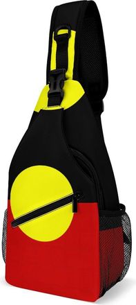 Generic Australian Aboriginal Flag Mens Shoulder Bags Sling Crossbody Backpack Travel Hiking Chest Bag with Small Side 38x20cm