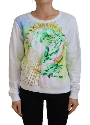Versace Jeans Couture Womens Tiger Graphic Print Sweatshirt - White Cotton - Size EU 38 (Womens)
