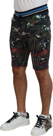 Dolce & Gabbana Mens Black Cotton Volcano Print Casual Shorts