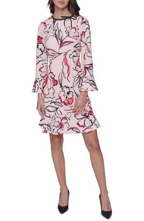 Karl Lagerfeld Scuba Crepe A-Line Dress in Pearl Combo at Nordstrom Rack, Size 14