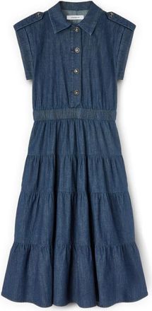 Motivi Denim spijkerjurk met ruchesrok - Dames - Casual kleedjes - Blauw - 2XS - Denim - Kleedjes