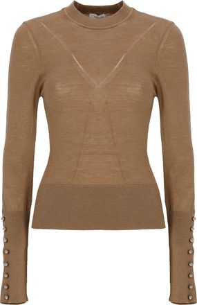 Paco Rabanne Camel Brown X-Shape Silver Accents Sweater