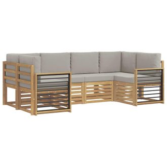 vidaXL Conjunto De Sof&aacute; Seccional 6 Pcs Blanco Y Gris Claro Vidaxl