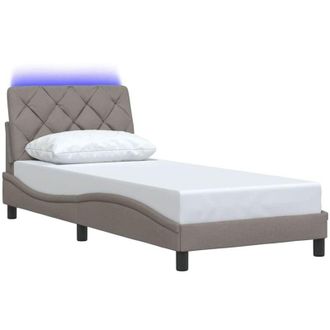 vidaXL Vidaxl - Estructura Cama Con Led Sin Colch&oacute;n Tela Taupe 90x200 Cm