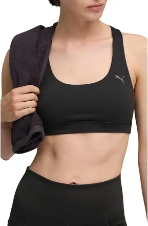 Puma Cloudspun Mid Impact Sports Bra in Puma Black at Nordstrom, Size X-Small