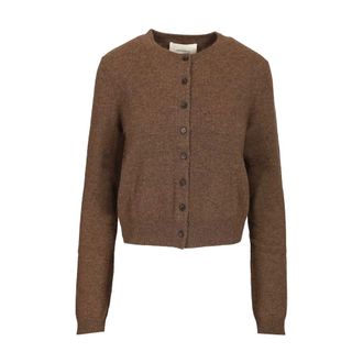 Lisa Yang Crew Neck Cashmere Cardigan - female - Lisa Yang - Cashmere Knitwear - Brown - XS - Knitwear