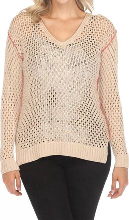 Johnny Was Theresa Crochet Sweater Top In Cream