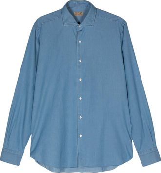Barba poplin cotton shirt - men - Cotton - 36 - Blue