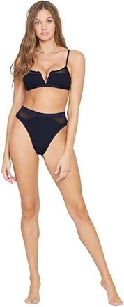 L*Space L*Space Palonia Bikini Bottom Womens XL Black Stretch Swimwear Beach ERK39