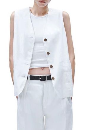 Rag & Bone Linen Blend Vest in White at Nordstrom Rack, Size Small