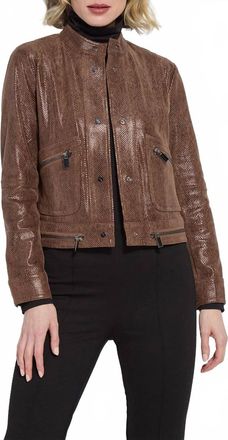 Lyss&eacute; Porter Foil Vegan Suede Moto Jacket In Robust Brown Snake