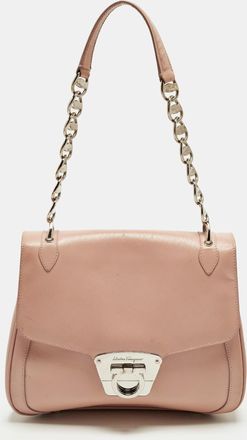 Ferragamo Gancini Flap Light Pink Leather Shoulder Bag
