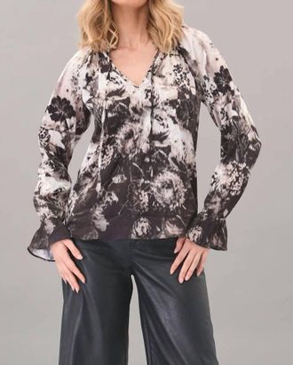 Lola & Sophie Pixel Roses Liz Top In Black Multi
