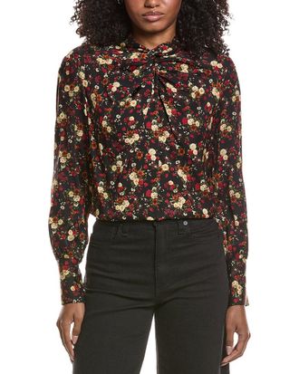 Elie Tahari Twist Neckband Silk-Blend Blouse