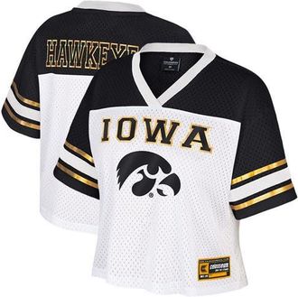 Colosseum Womens Colosseum White Iowa Hawkeyes Treasure Cropped Football Jersey at Nordstrom, Size Xx-Large