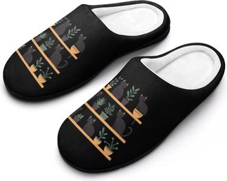 Generic Cats And Plants Cotton Slipper for Women Indoor Outdoor House Shoes Anti-Skid Slippers with Rubber Sole