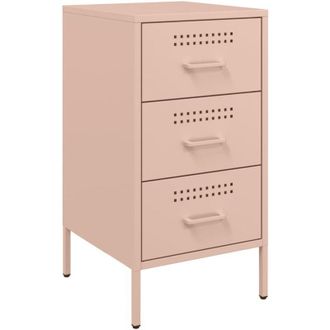 vidaXL Bedside Cabinet Pink 36x39x68 cm Steel Vidaxl