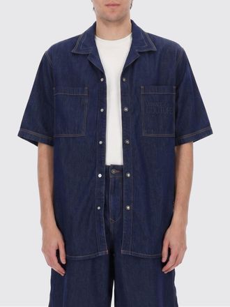 Versace Jeans Couture Relaxed Fit Denim Bowling Shirt with Cuban Collar