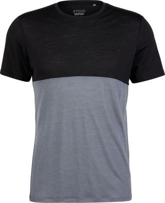Stoic MerinoChill MMXX. G&ouml;teborg Colorblock Tee Merinoshirt f&uuml;r Herren | grau/schwarz