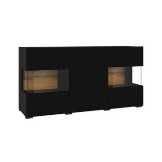 Petits Meubles Buf&eacute; 3 puertas paneles hdf negro y madera