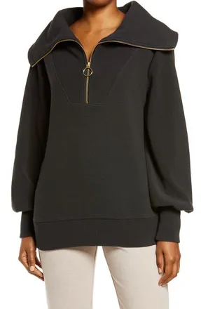 Varley Vine Ottoman Half Zip Pullover in Black at Nordstrom, Size Small