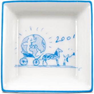 Hermès Vassoio con stampa 2001 (8cm x 8cm) - Bianco