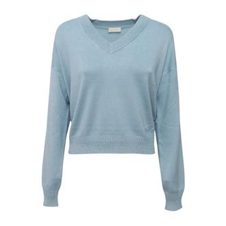 Liu Jo V-neck Knitwear, female, Blue, Size: 2XL V-neck Knitwear