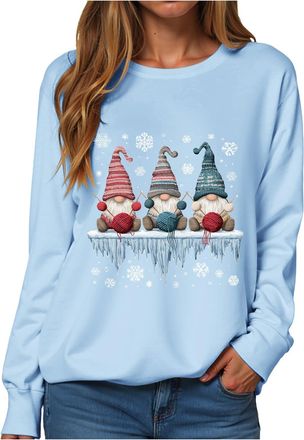 Generic Womens Sweatshirt Christmas Printed autumn and winter casual pullover top womens Sweatshirts tops round neck printed long sleeved Sweatshirts tops loo
