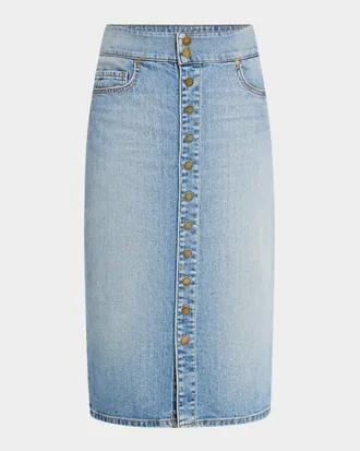 Ramy Brook Karter Denim Knee-Length Skirt