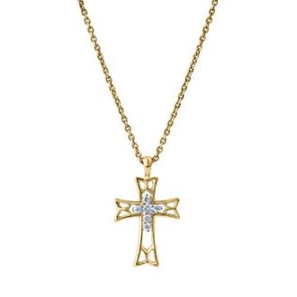 LuvMyJewelry Tranquila 10K Gold Diamond Cross Pendant - 0.05 CT in 10K Yellow Gold at Nordstrom