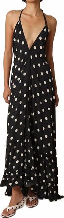 Olivaceous Charly Polka Dot Halter Maxi Dress In Black /cream